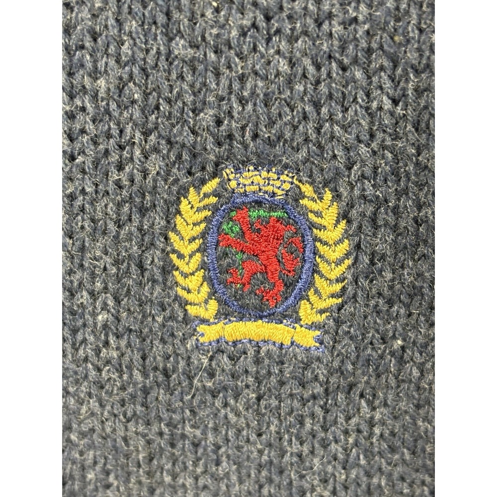 Vtg Tommy Hilfiger Sweater Sz Large Men's Blue Cotton Crest 90s Y2K - Picture 4 of 5